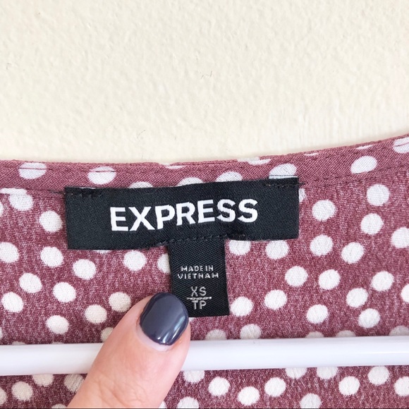 Express Polka Dot Tie Sleeve Shirt Dress Sz XS - Picture 6 of 7